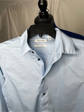 Calvin Klein Light Blue Slim Fit Button-Down Shirt